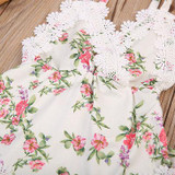 Newborn Kids Baby Girls Clothes Floral Back Cross Romper Outfits Lace V-Neck Jumpsuit Romper Playsuit