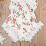 Newborn Kids Baby Girls Clothes Floral Back Cross Romper Outfits Lace V-Neck Jumpsuit Romper Playsuit