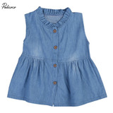 Newborn Kids Baby Girls 2017 New Summer Denim Sleeveless Dress Princess Party Pageant Dresses