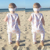Newborn Kids Baby Girl Romper +Headband Cotton Jumpsuit Outfits Clothes