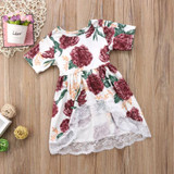 Newborn Kid Baby Girl Clothes Floral Lace Tail Dress Sleeve Flower Cute Mini Tutu Princess Prom Party Dresses Girls