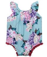 Newborn Infant Baby Girls Sleeveless Floral Flower Pom Romper Jumpsuit Sunsuit Clothes 0-18M