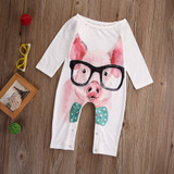 Newborn Infant Baby Girls Rompers Cute Cartoon Rabbit Pig Baby Rompers Jumpsuit Outfits Sunsuit Baby Girls Clothes 0-24 Months