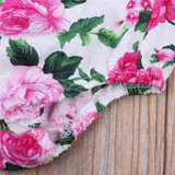 Newborn Infant Baby Girls Clothes square collar sleeveless Bodysuit Floral print Bowknot Headband 2PC cotton casual Outfit