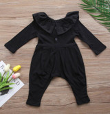 Newborn Infant Baby Girls Clothes Ruffle Collar Long Sleeve Romper Black Cute Clothing Baby Girl Outfits Newborn Infant Baby Girls Clothes Ruffle Collar Long Sleeve Romper Black Cute Clothing Baby Girl Outfits