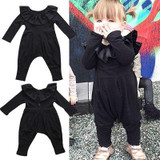 Newborn Infant Baby Girls Clothes Ruffle Collar Long Sleeve Romper Black Cute Clothing Baby Girl Outfits Newborn Infant Baby Girls Clothes Ruffle Collar Long Sleeve Romper Black Cute Clothing Baby Girl Outfits