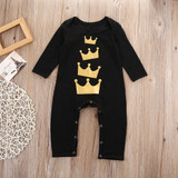 Newborn Infant Baby Boy Girl Kid Clothes Long Sleeve Cotton Romper Jumpsuit Crown Clothing Outfit Baby Boys