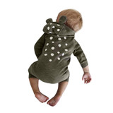 Newborn Infant Baby Boy Girl Deer Hooded Romper Jumpsuit Clothes Outfits Long Sleeve Baby Rompers Thick Warm Winter