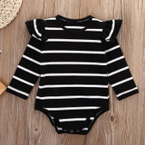 Newborn Infant Baby Boy Girl Clothes Long Sleeve Cotton Striped Bodysuit Jumpsuit Clothing 0-18M