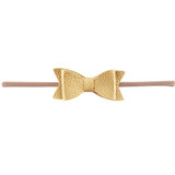 Newborn Girls Nylon Headband Leather Hair Bows Bowknot Headwear For Kids Children Hair Accessories Boutique Elastic Hair Band