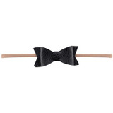 Newborn Girls Nylon Headband Leather Hair Bows Bowknot Headwear For Kids Children Hair Accessories Boutique Elastic Hair Band