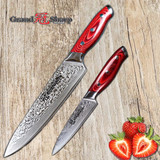 Damascus Knife Set 2 pcs Damascus Japanese Stainless Steel VG10 Chef Utility Knives Cooking Kitchen Chef Knife Pro Tools NEW