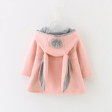 Cute Rabbit Ear Hooded Baby Girls Coat New Autumn Tops Kids Warm Jacket Outerwear &amp; Coat Children Clothing Baby Wear Girls Coats