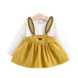 Cute rabbit Baby Girl Dress 2017 New Casual Autumn Baby Clothes Long Sleeve cotton baby Dress baby girl clothes 0-24month