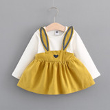 Cute rabbit Baby Girl Dress 2017 New Casual Autumn Baby Clothes Long Sleeve cotton baby Dress baby girl clothes 0-24month