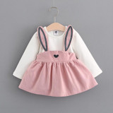 Cute rabbit Baby Girl Dress 2017 New Casual Autumn Baby Clothes Long Sleeve cotton baby Dress baby girl clothes 0-24month