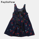 Cute Print Children Princess Dresses Baby Girls A-Line Lovely Sleeveless Summer Dress Kids Girls Cotton Bow Decor Clothes