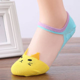 Cute print cat harajuku transparent socks women girl summer funny animal low cut ankle sock