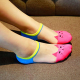 Cute print cat harajuku transparent socks women girl summer funny animal low cut ankle sock