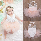 Cute Princess Baby Girl Dress Lace Tulle Romper Jumpsuit Outfits Baby Dress Tutu Girl Dress Sunsuit