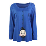 Cute Pregnant Maternity T Shirts Cotton Tops Casual Pregnancy Maternity Clothes with Baby Peeking Out Funny Shirts