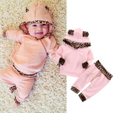 Cute Pink Baby Girls Clothes Newborn Infant Bebek Hooded Sweatshirt Tops+Pants Leopard 2pcs Outfits Tracksuit Kids Clothing Set Cute Pink Baby Girls Clothes Newborn Infant Bebek Hooded Sweatshirt Tops+Pants Leopard 2pcs Outfits Tracksuit Kids Clothing Set