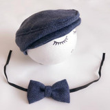 Cute Peaked Cap Newborn Baby Beanie Hat + Bow Tie Photo Photography Prop Baby Boys Girls Bear Caps