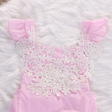 Cute Newborn Infant Baby Girls Clothes Pink Lace Floral Bodysuit Outfits Sunsuit 0-18M