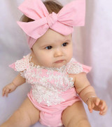 Cute Newborn Infant Baby Girls Clothes Pink Lace Floral Bodysuit Outfits Sunsuit 0-18M