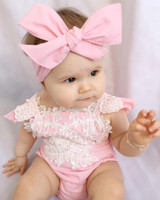 Cute Newborn Infant Baby Girls Clothes Pink Lace Floral Bodysuit Outfits Sunsuit 0-18M