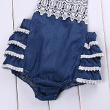 Cute Newborn Baby Girls Ruffles Lace Floral Sleeveless Cotton Romper Jumpsuit Cake Outfits
