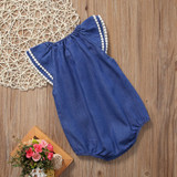 Cute Newborn Baby Girl Lace Romper Clothes Infant Bebes Lace Jumpsuit Denim Rompers Jumpsuit Sunsuit Outfits