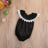 Cute Newborn Baby Girl Kids Sleeveless Lace Romper Lotus collar Jumpsuit Cotton Sunsuit Outfits