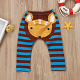 Cute Newborn Baby Boys Girls Cartoon Bottoms Pants Harem Pants Babies Animal Stripes Clothing Striped Clothes