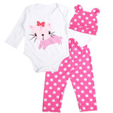 3PCS Rompers+Hat+Pants Baby Boys Girls Clothing Set Cute Cartoon Animal Toddler Jumpsuit Infant Cotton Long Sleeve Kids Clothes