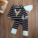 3pcs Newborn Infant Baby Boy Girl Clothes Long Sleeve Cotton Striped Hat Bodysuit Pant Outfits Toddler Kids Clothing Set 0-18M