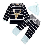 3pcs Newborn Infant Baby Boy Girl Clothes Long Sleeve Cotton Striped Hat Bodysuit Pant Outfits Toddler Kids Clothing Set 0-18M