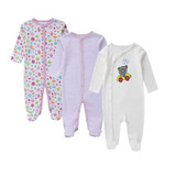 3PCs Newborn Baby Rompers Spring Autumn Long Sleeves Bear Pattern 100% Cotton Baby Boys Clothes Infant Baby Boys Girls Clothing