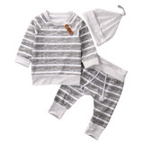 3pcs Newborn Baby Newborn Boy Girls Kids Infant tops pants Hat Bodysuit Outfit