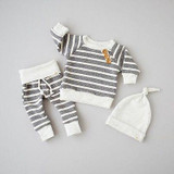 3pcs Newborn Baby Newborn Boy Girls Kids Infant tops pants Hat Bodysuit Outfit
