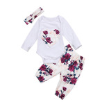 3PCS Infant Toddler Baby Girl Clothes Romper Tops+Headband+Leggings Outfits Sets