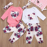 3PCS Infant Toddler Baby Girl Clothes Romper Tops+Headband+Leggings Outfits Sets