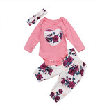 3PCS Infant Toddler Baby Girl Clothes Romper Tops+Headband+Leggings Outfits Sets