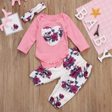 3PCS Infant Toddler Baby Girl Clothes Romper Tops+Headband+Leggings Outfits Sets