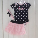 3pcs Infant Baby Girl Polka Dot Headband+Romper+TUTU Skirts Bowknot Outfit S03