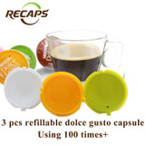 3pcs Dolce Gusto Capsules reusable Refillable nescafe dolce gusto capsule cup cafeteira dolce gusto coffee capsule caps