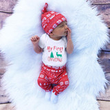 3pcs Cute Newborn Clothing Set Baby Boy Girls First Christmas Clothes Infant Romper Pants Hat Outfit