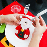 3pcs Christmas Xmas Decor Santa Snowman Kitchen Tableware Holder Pocket Dinner Cutlery Bag #TX