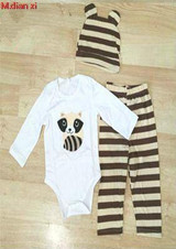 3PCS Baby Cotton Romper Set Infant Newborn Boys Girls Cartoon Animal Costume Clothing Sets Cute Jumpsuit +Hat+Pants Barboteuse