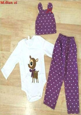 3PCS Baby Cotton Romper Set Infant Newborn Boys Girls Cartoon Animal Costume Clothing Sets Cute Jumpsuit +Hat+Pants Barboteuse